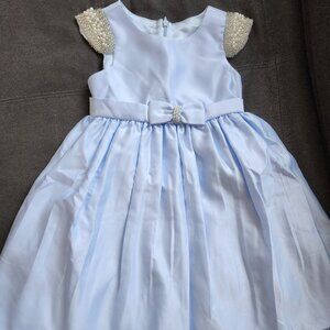 Beautiful Cinderella Blue 3 Year Old Dress with Pearl Cap Sleeves